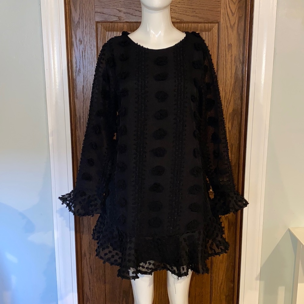 Hello Molly Long Sleeve Black Dot Dress